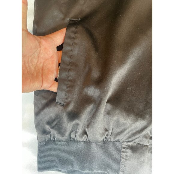 Y&R "Reckless Girls" Women's Black Embroidered Satin Bomber Jacket Black Sz S - Picture 6 of 7